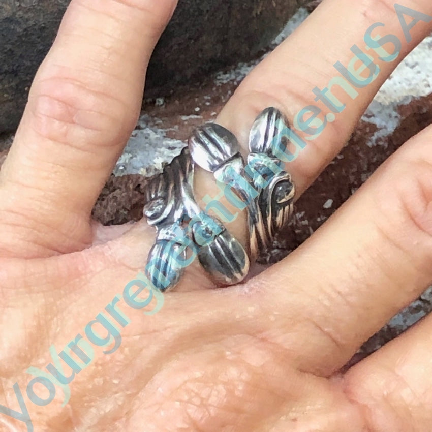 Authentic Taxco Mexico Sterling Silver Bypass Ring - Elegant Handmade Jewelry for Women, Perfect for Weddings, Anniversaries & Special Occasions