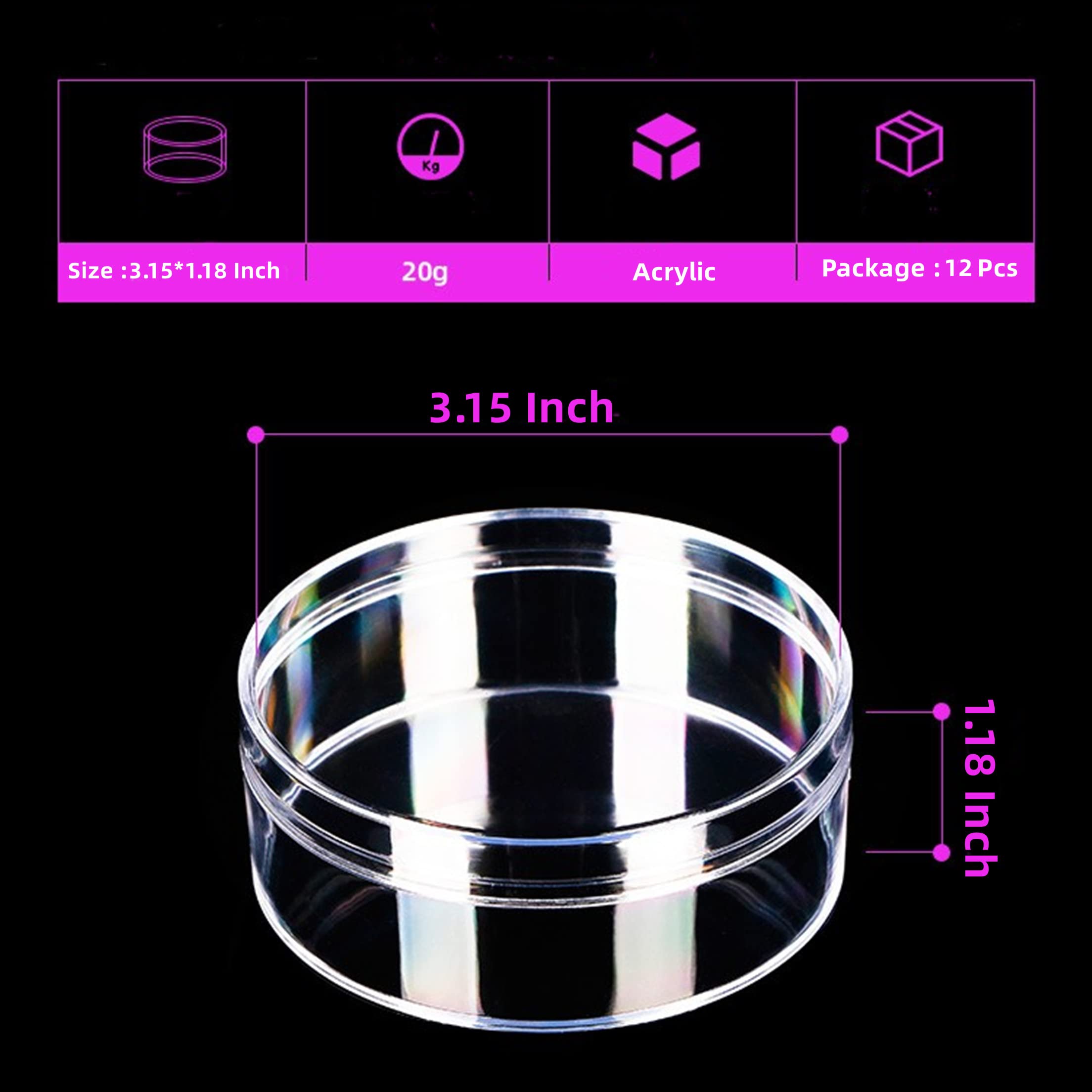 12 Pack Clear Acrylic Round Boxes with Lids - Small Candy Cookie Storage Containers for Easter, Baby Shower Party Favors & Gift Packaging (Great for Sweets, Crafts, Jewelry Display & Party Decorations)