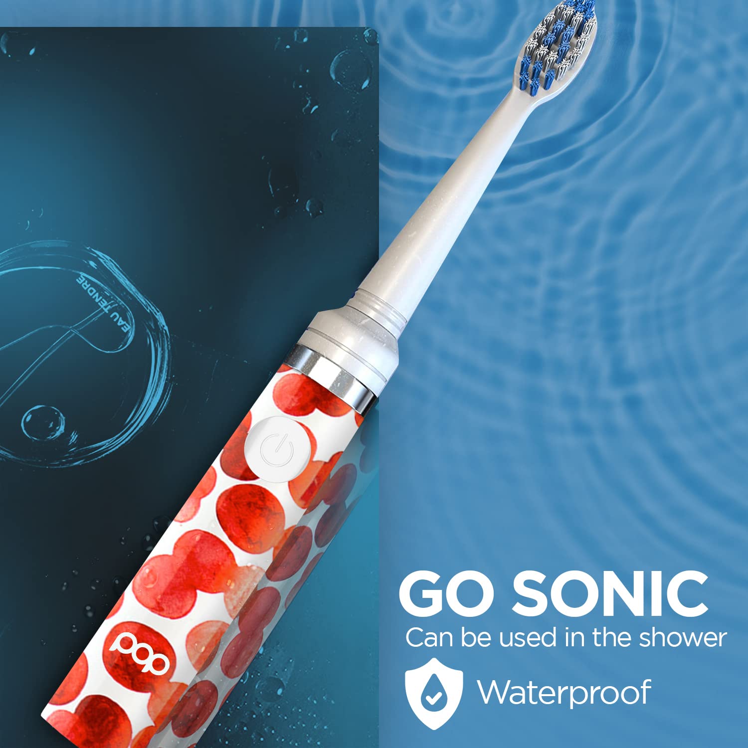 Pop Sonic Electric Toothbrush for Kids & Adults - Red Bubbles Design, 2-Speed (15,000-30,000 RPM), DuPont Nylon Bristles, Battery-Powered Travel Toothbrush - Perfect for Home, Travel & Daily Oral Care