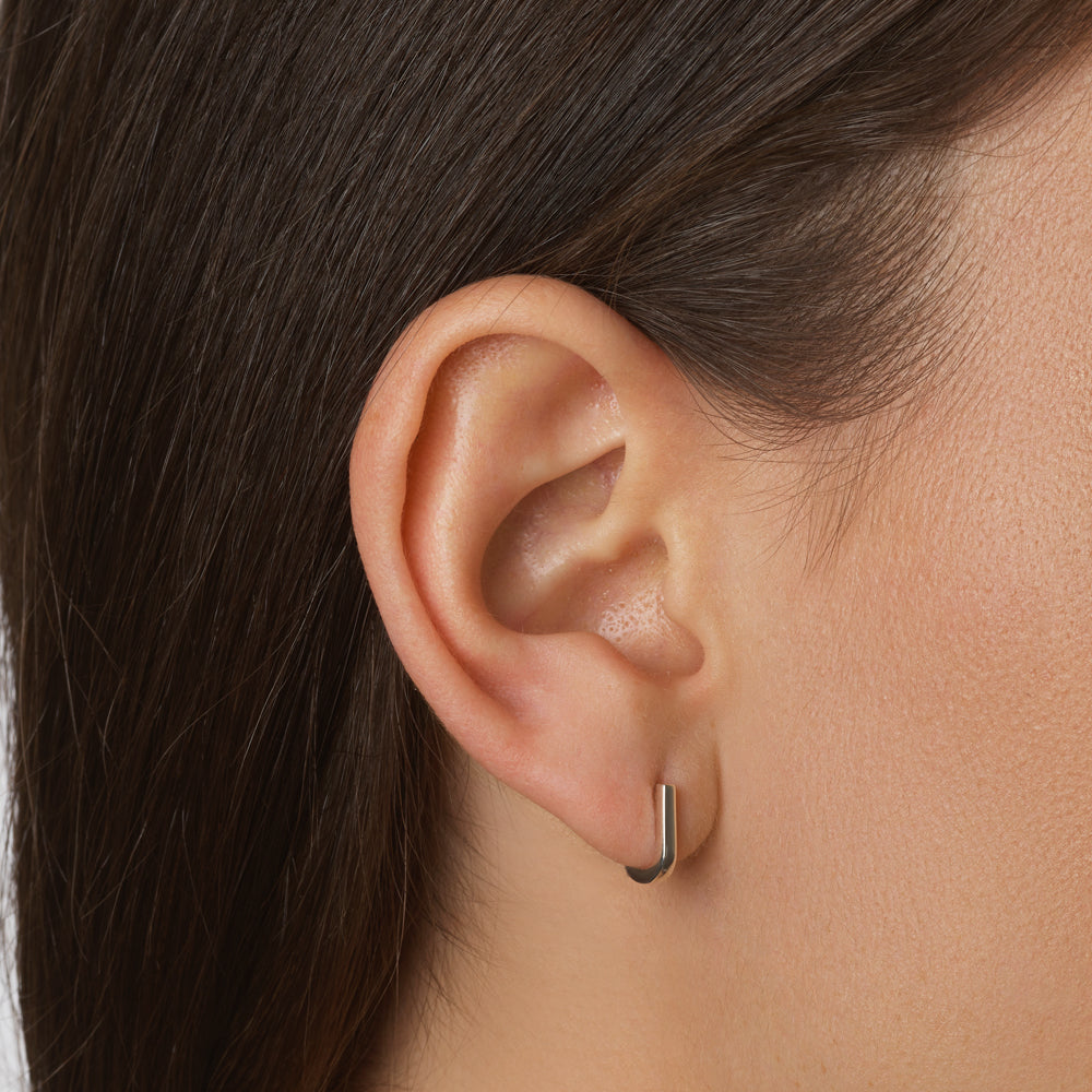 Mini Charm Paperclip Huggie Earrings in Silver - Dainty & Trendy Hoop Earrings for Everyday Wear, Gifts & Special Occasions