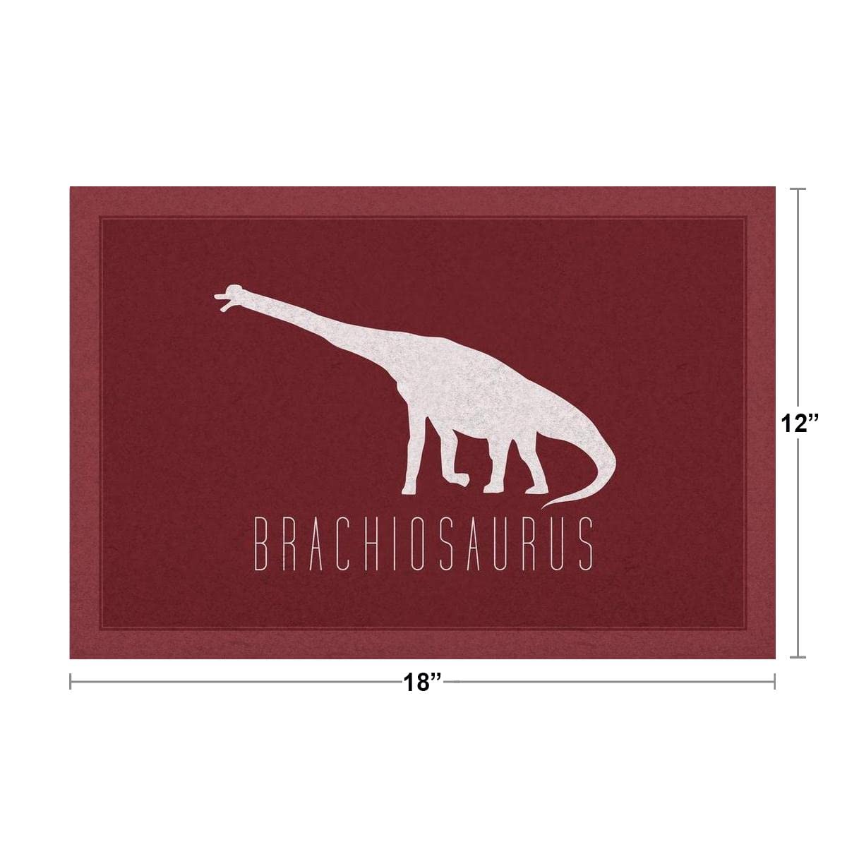 Brachiosaurus Dinosaur Wall Art Print - 18x12 Inches Maroon Dino Poster for Kids Room Decor, Bedroom & Nursery - Cool Jurassic Themed Wall Decor for Boys & Girls