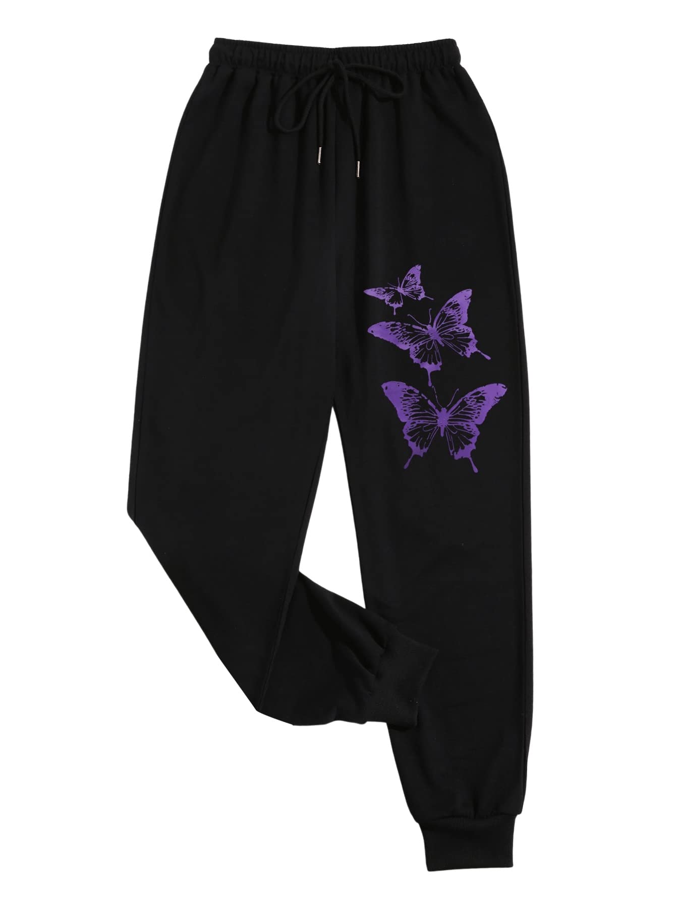 SweatyRocks Women's High Waisted Jogger Sweatpants - Elastic Drawstring Lounge Pants with Trendy Graphic Print | Perfect for Yoga, Gym, Running & Casual Wear