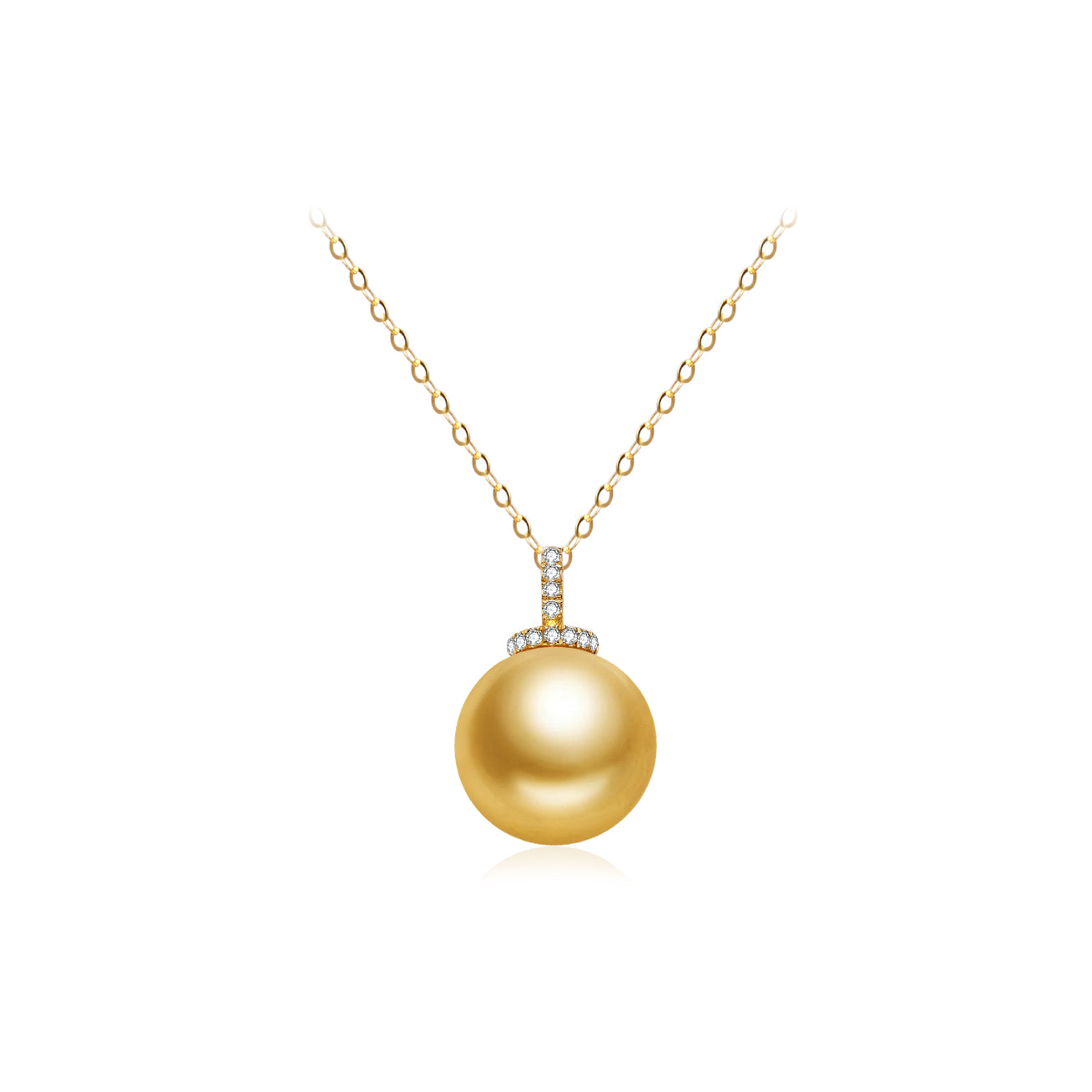 18K Solid Gold 12mm South Sea Golden Pearl Necklace for Women - Luxury Elegant Jewelry Gift for Wedding, Anniversary & Special Occasions