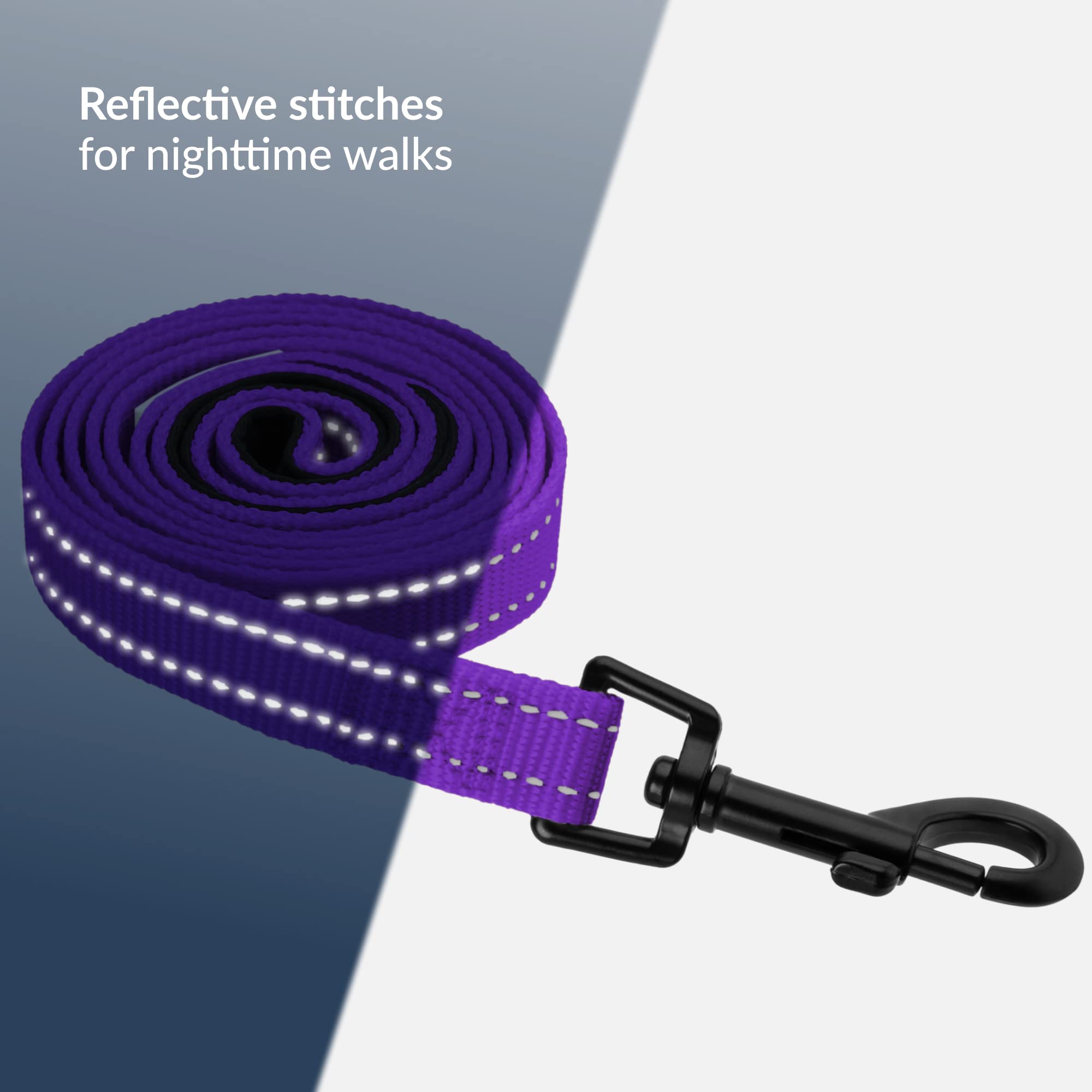 **CollarDirect Heavy Duty Nylon Dog Leash - 5ft Reflective Pet Leash for Small, Medium & Large Dogs - Durable Training & Walking Leash for Outdoor Adventures (Purple, Small) - Perfect for Daily Walks, Jogging & Obedience Training**