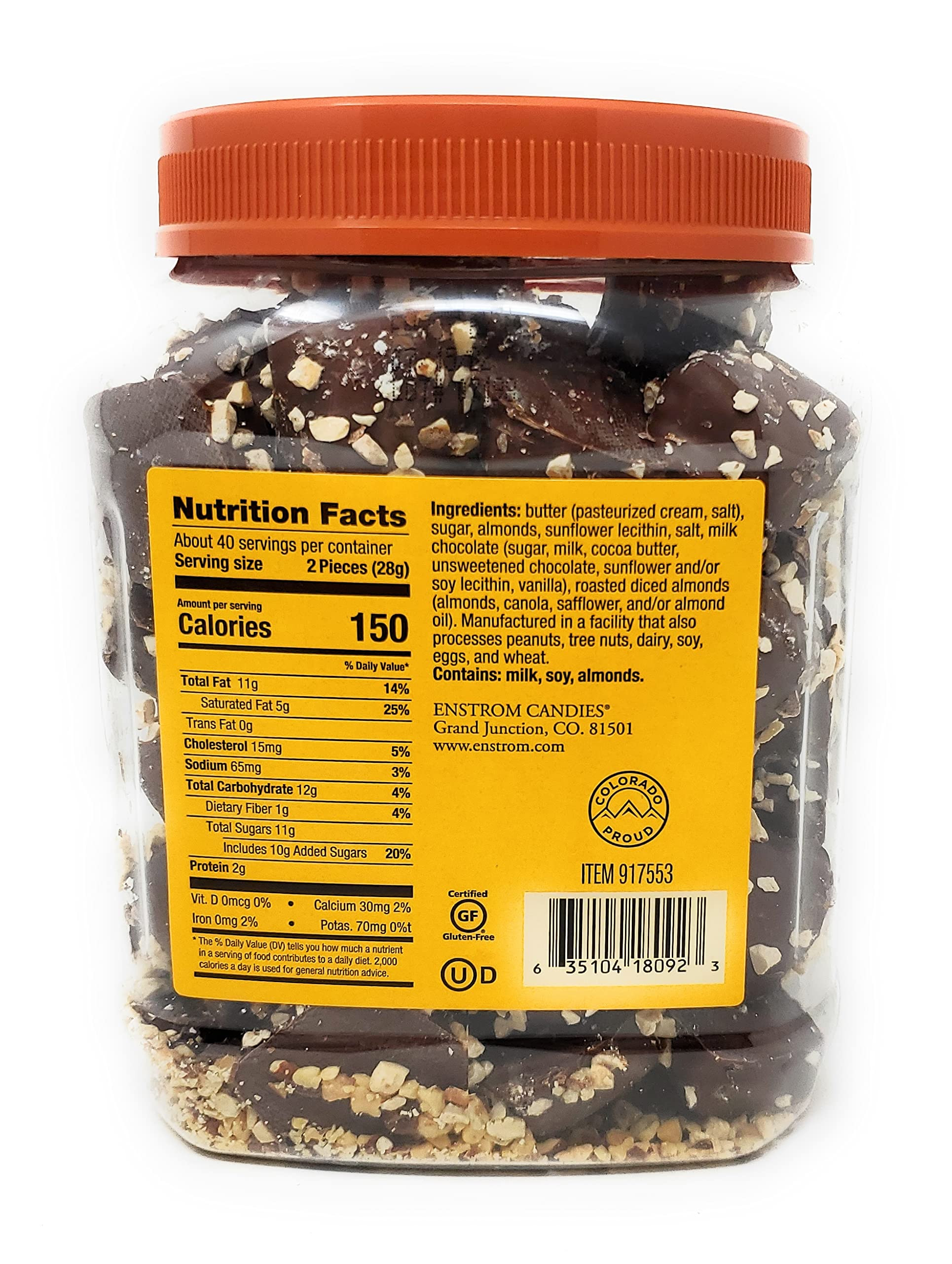 Premium Almond Toffee Tub - Creamy Milk Chocolate, 2.5lb Bulk Candy | Perfect for Holiday Gifts, Party Favors & Sweet Treats at Home