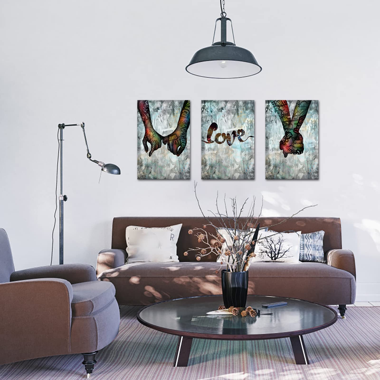 Love Hand in Hand Pop Art Canvas - Romantic Couple Wall Decor for Bedroom & Living Room