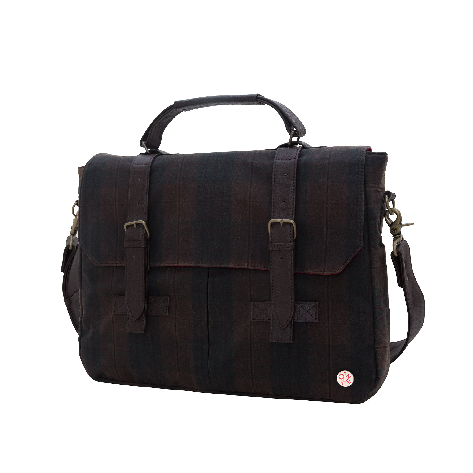 Token Waxed Cortelyou Canvas Tote Bag - Dark Brown Plaid, One Size, Durable & Water-Resistant for Work, Travel & Everyday Use