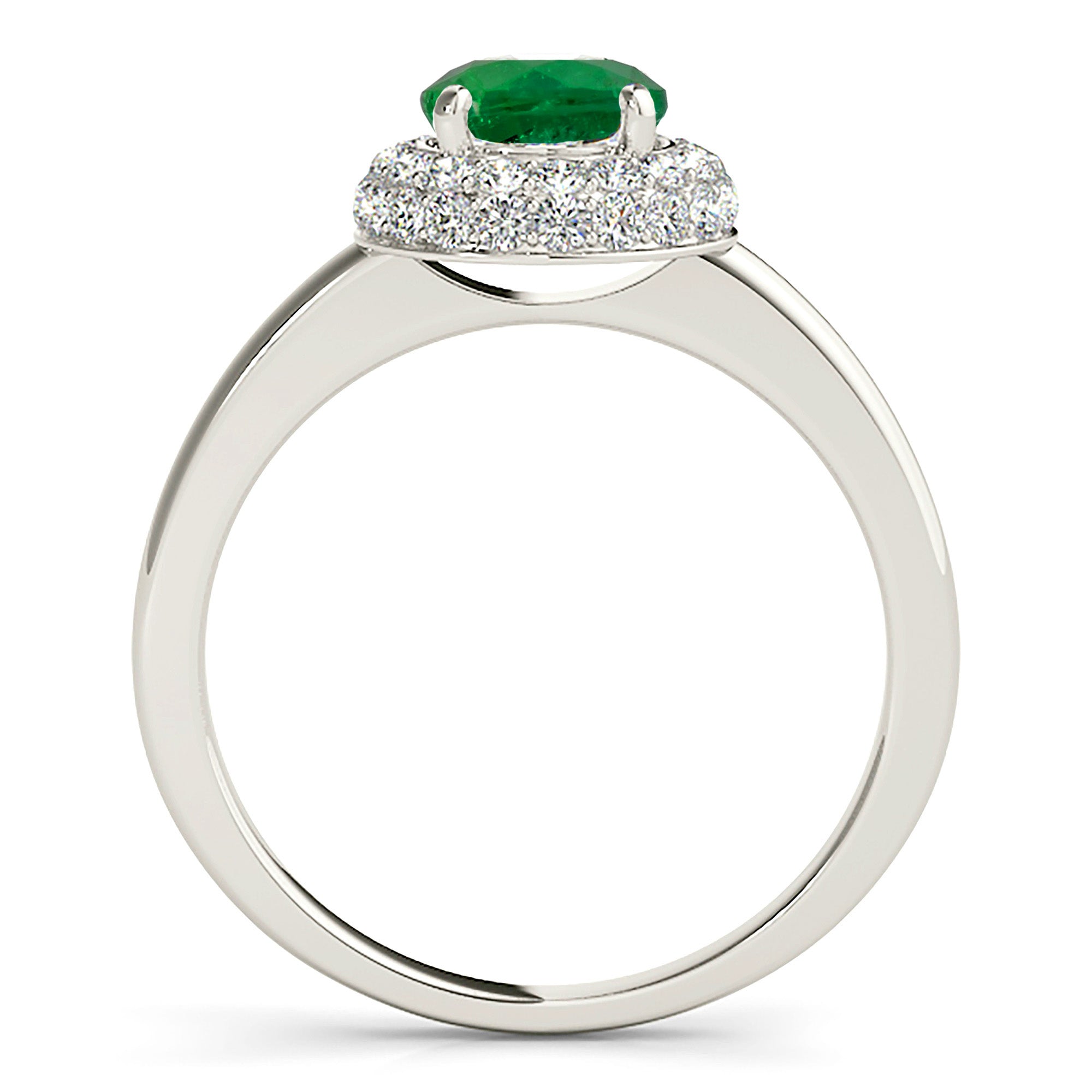 1.15 Carat Genuine Emerald Engagement Ring with 3D Halo & Solitaire Band - Perfect for Weddings, Anniversaries & Special Occasions
