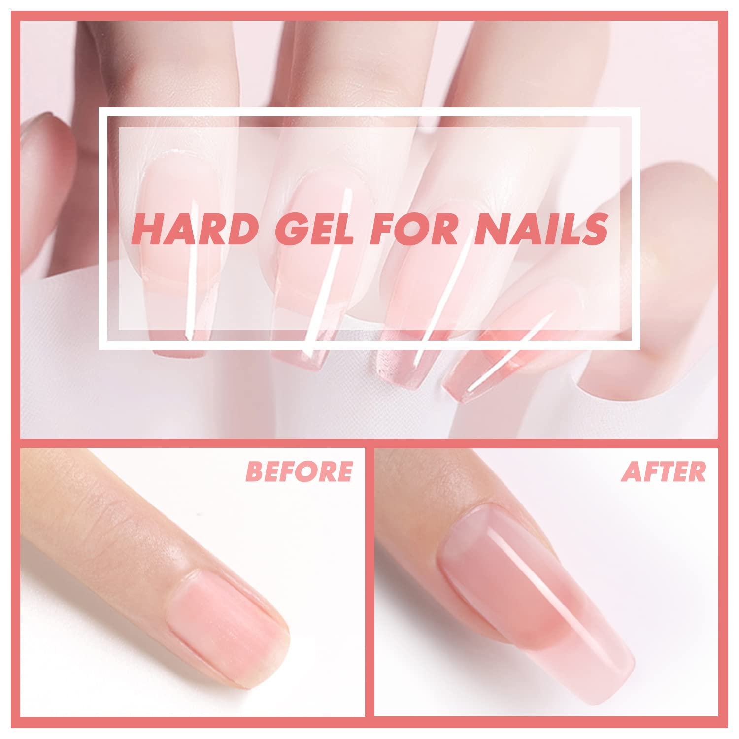 AIJIMEI Professional Hard Gel Builder Kit - Soak Off UV LED Nail Extension Gel for Strong & Long-Lasting Manicures - Perfect for Salon & Home DIY Nail Art (Set A)