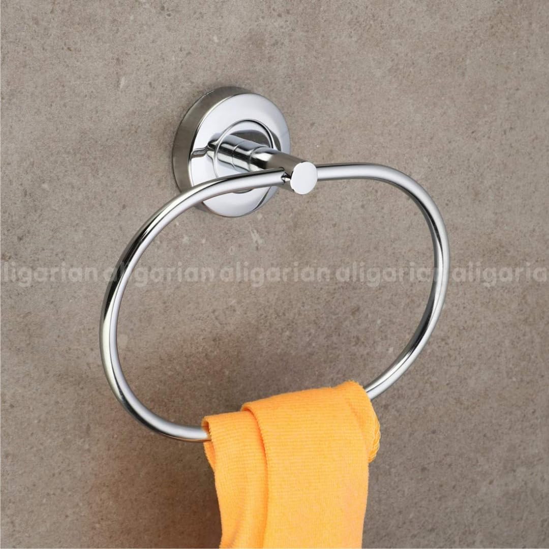 Premium Stainless Steel 304 Chrome Napkin Ring & Towel Holder - Elegant Oval Flange Design for Kitchen, Bathroom, Wash Basin - Silver (1-Pack) | Perfect for Restaurants, Hotels & Home Decor