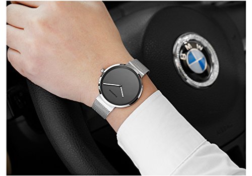 Carlien Men's Watches - Top Brand Minimalist Design Mesh Strap Quartz Watch for Business | Stainless Steel Wristwatch for Office, Formal Events & Everyday Wear
