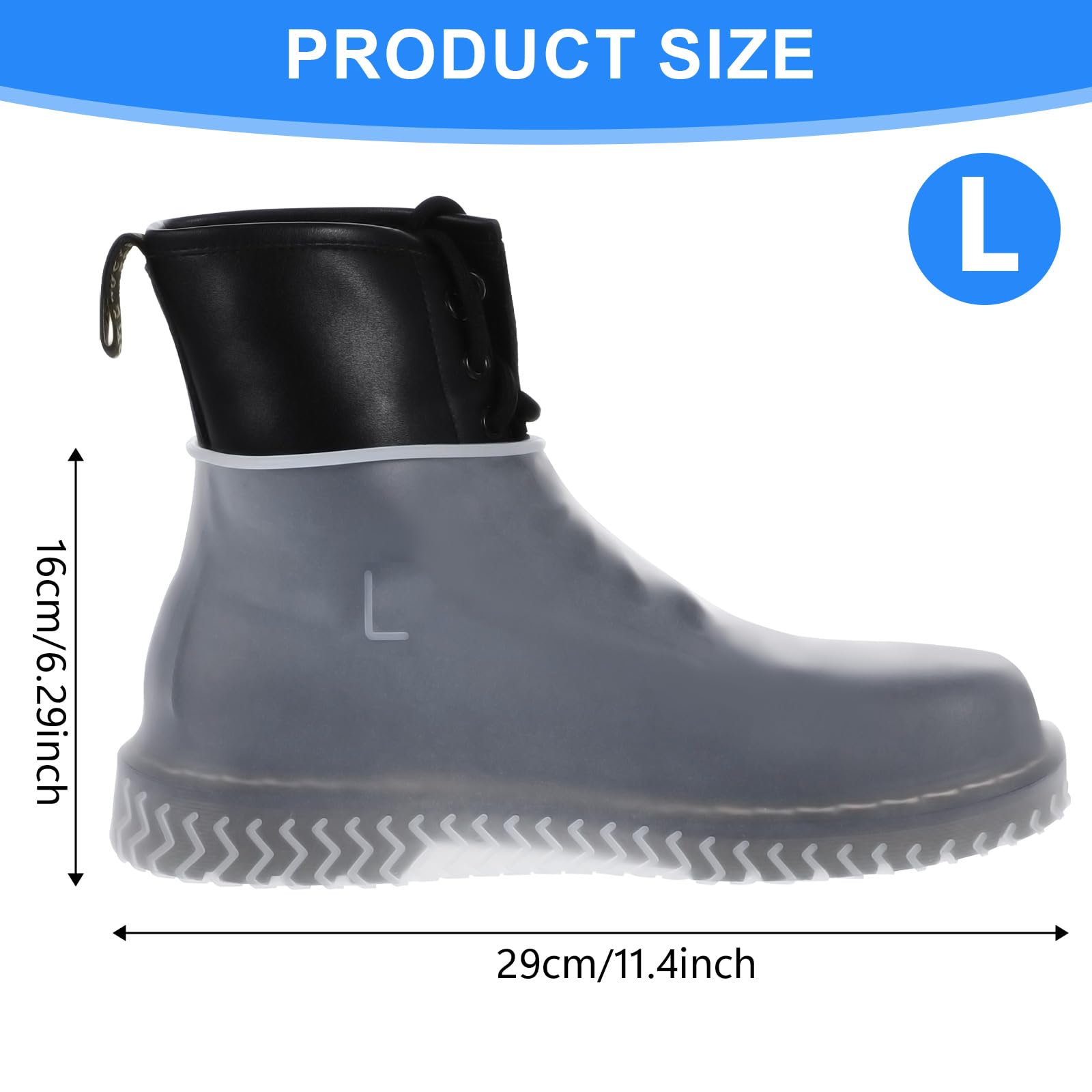 2 Pairs Waterproof Shoe Covers for Women & Men - Reusable Silicone Rain Boot Covers with Clear Hard Non-Slip Sole - Perfect for Outdoor Travel, Hiking, Commuting & Rainy Day Protection