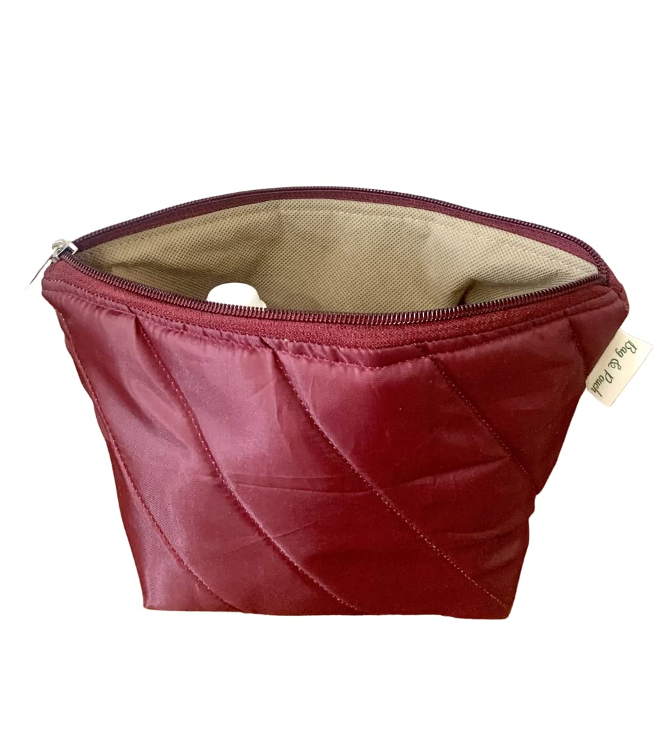 Stylish Women's Cosmetic Pouch - Travel Makeup Bag (Maroon) for Toiletries & Beauty Essentials - Perfect for Vacation, Gym & Daily Use