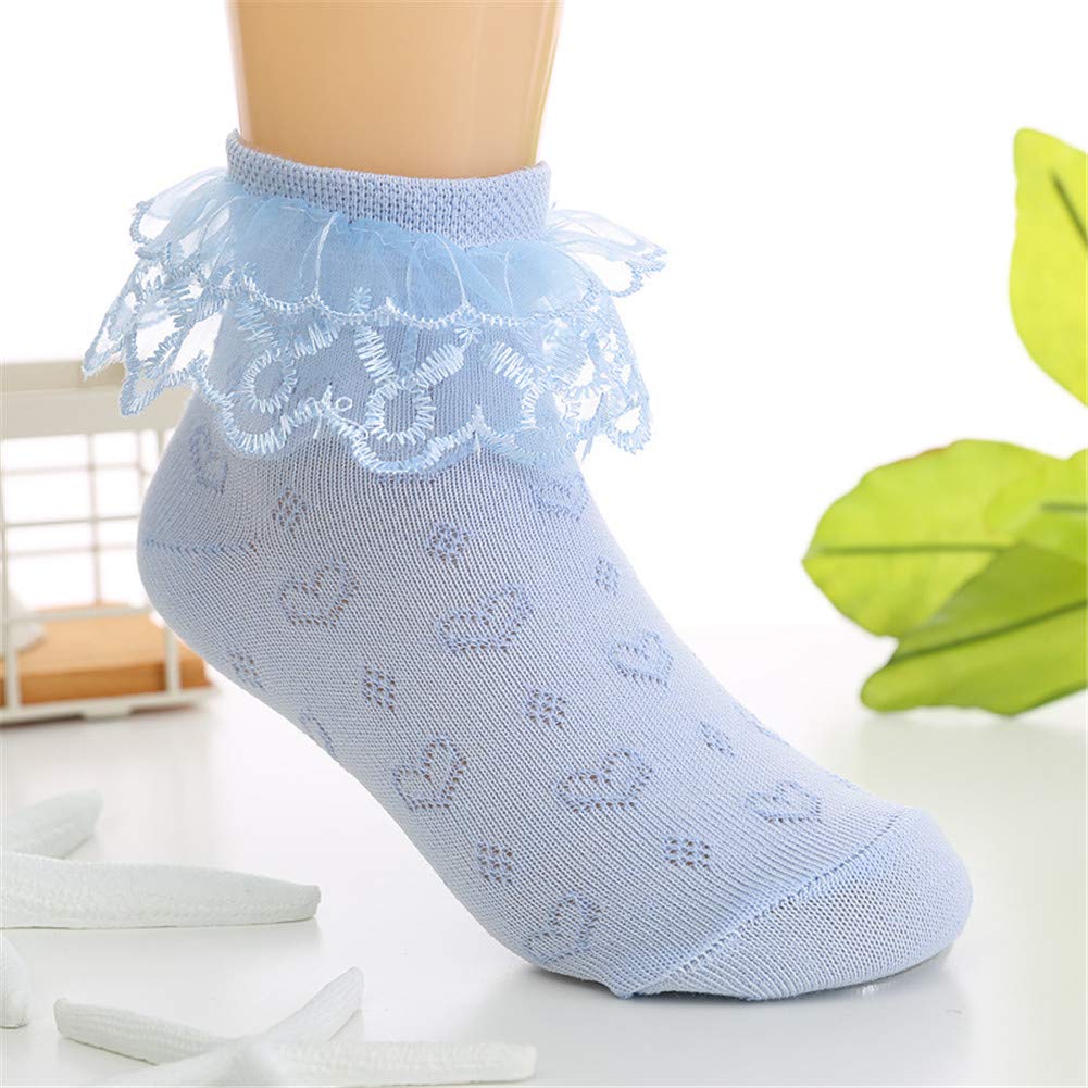 Cute Lace Eyelet Ankle Socks for Girls - 4 Pack Heart Knit Frilly Princess Dress Socks | Perfect for School, Parties & Everyday Wear