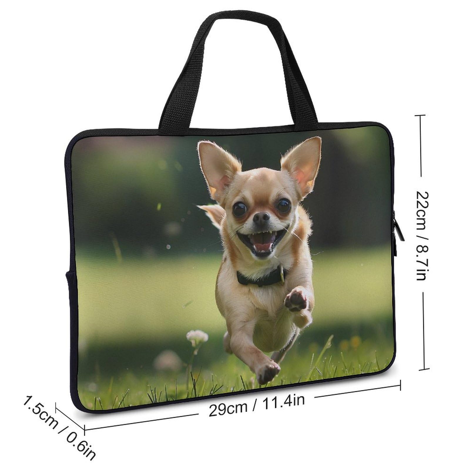 Stylish Chihuahua Dog Print Laptop Tote Bag - Portable 10 Inch Notebook Carrying Case with Protective Padding - Perfect for Work, School & Travel Accessories