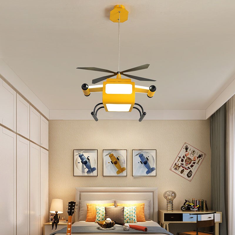 Kids War Helicopter LED Chandelier - Modern Ceiling Light for Boys Bedroom, Nursery & Playroom | Perfect for Themed Decor & Night Light