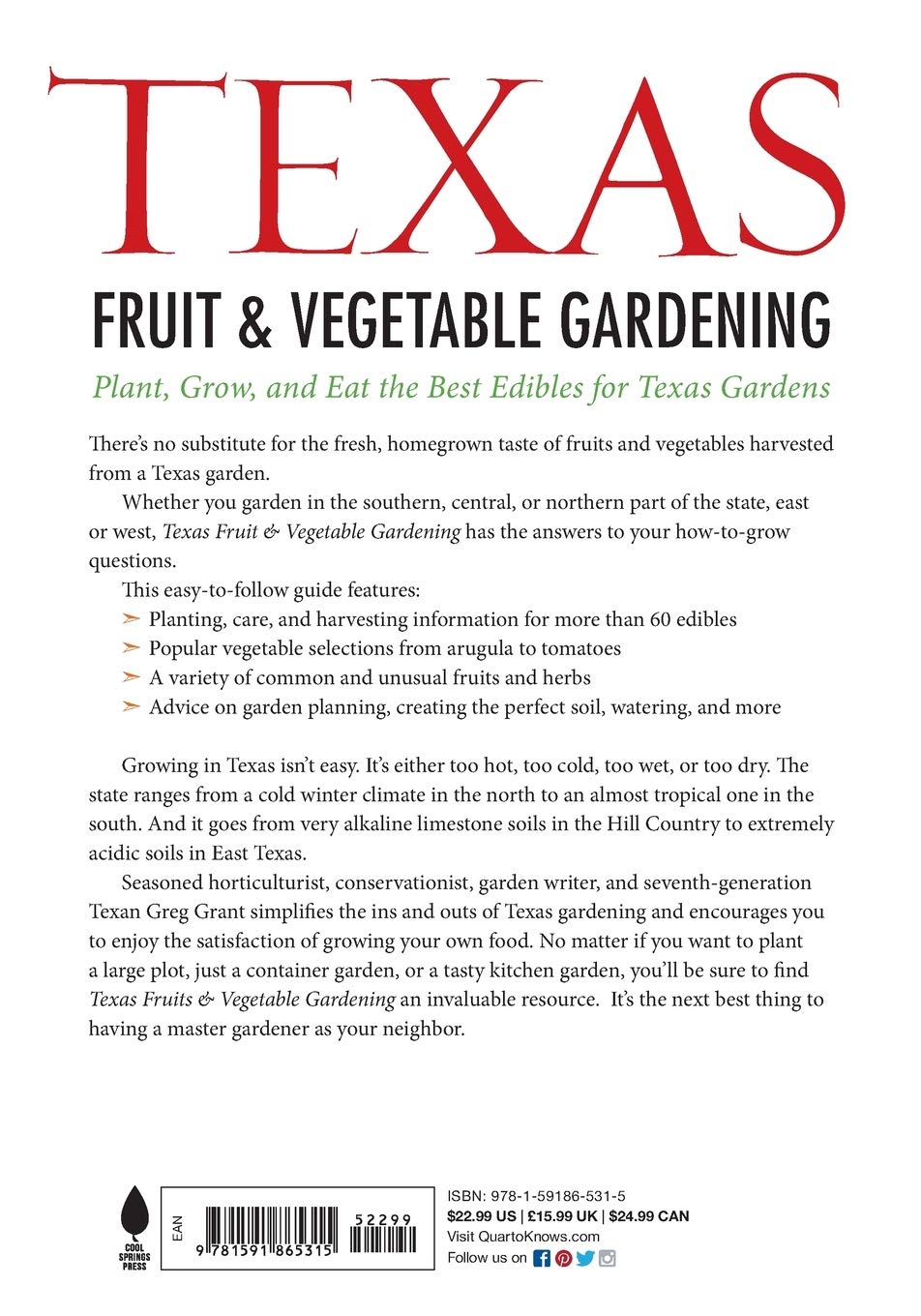 Texas Fruit & Vegetable Gardening Guide: How to Plant, Grow & Harvest Best Edibles for Texas Gardens - Perfect for Home Gardeners & Sustainable Living