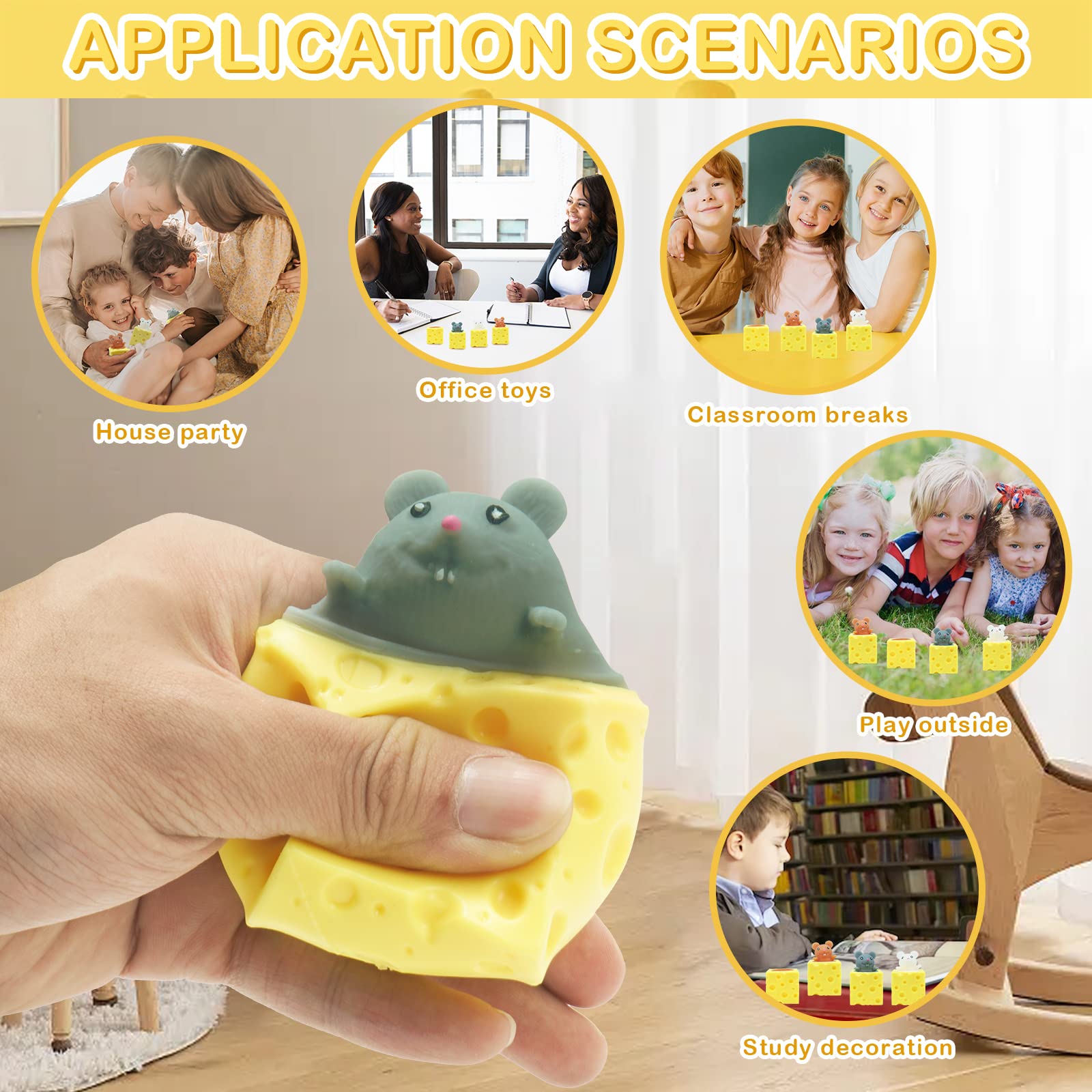 3PCS Animal Squishy Toys - Squirrel & Mouse Pop-Up Fidget Toys for Kids & Adults, Stress Relief Anxiety ADHD Sensory Toys - Perfect for Home, Office, and Classroom Use
