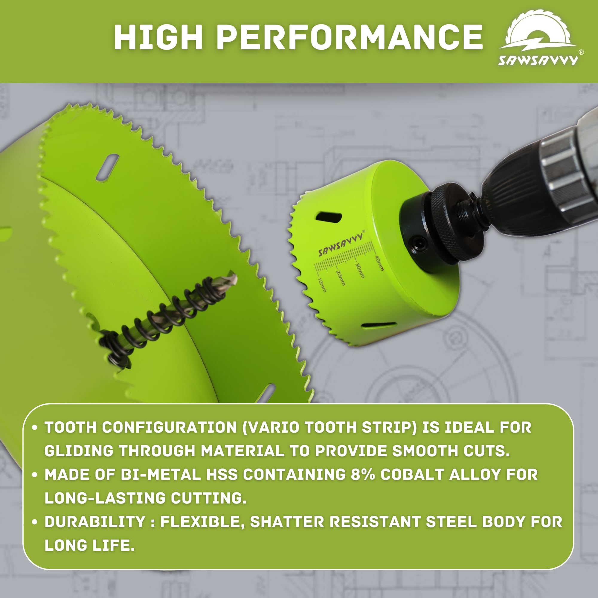 4 Inch Bi-Metal Hole Saw for Wood, Metal & Drywall - Hex Shank Drill Bit for DIY & Construction