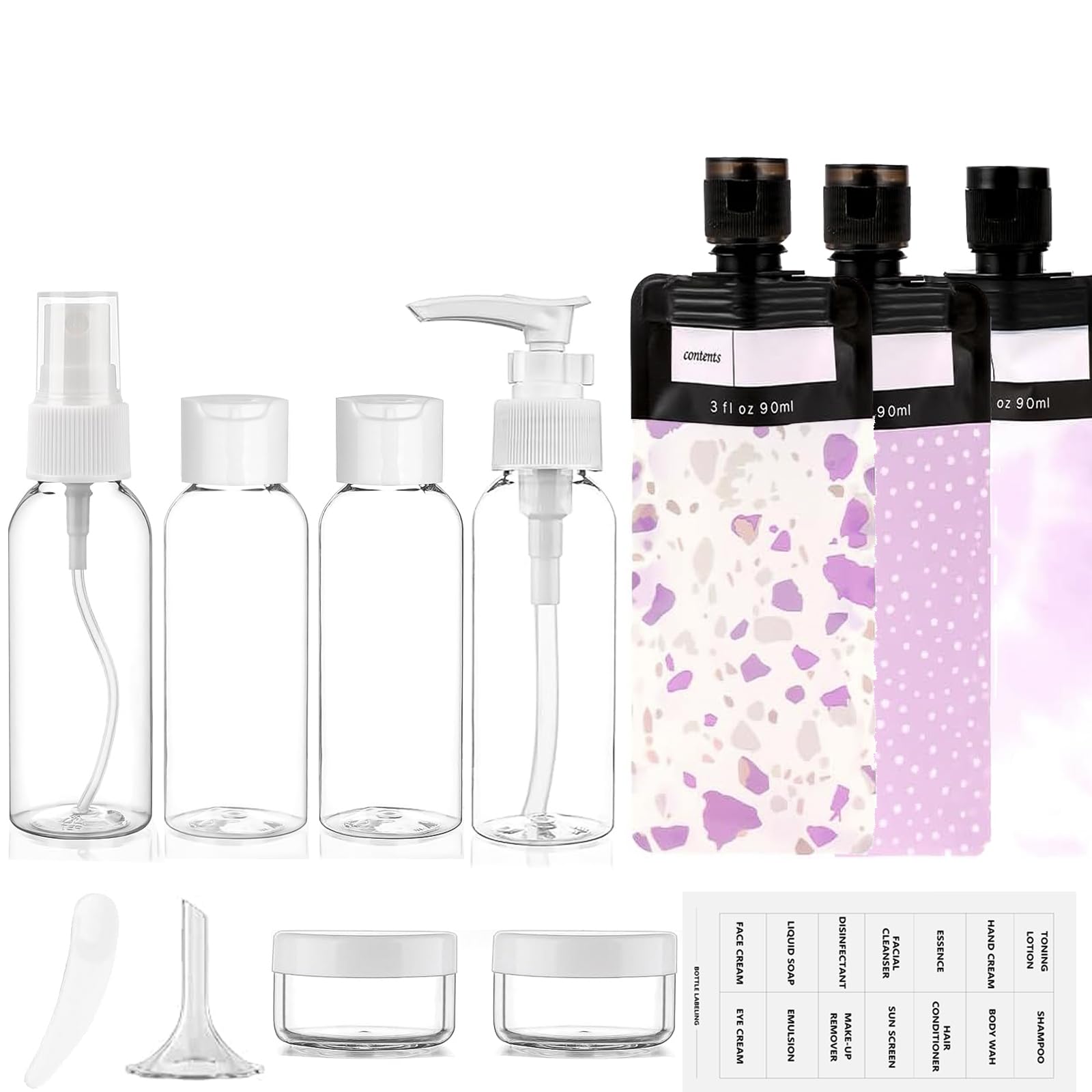 12-Pack TSA Approved Travel Bottles for Toiletries - Leak Proof Squeezable Containers for Shampoo, Conditioner & Lotion - Perfect for Airplane, Cruise, Gym & Vacation Essentials (White Set)