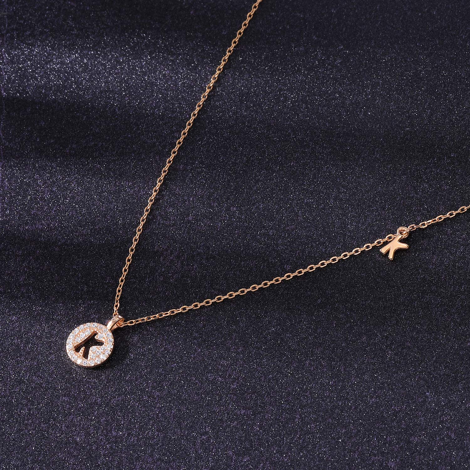 14K Gold Plated Women's Initial Letter Pendant Necklace - Sterling Silver Alphabet Name Charm with CZ Stones | Personalized Gift for Her, Birthday, Anniversary, Valentine's Day | Elegant Everyday Jewelry for Girls & Women
