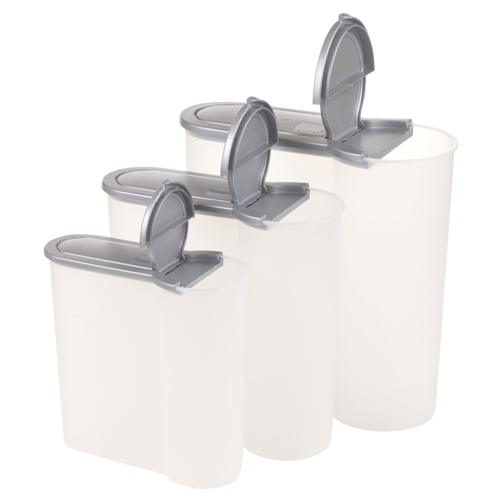 Easygift 3-Piece Cereal Dispenser Set for Dry Food Storage - Airtight Kitchen Organizer for Cereal, Rice, Pasta & Snacks (Grey) - Perfect for Pantry, Countertop & Bulk Food Organization
