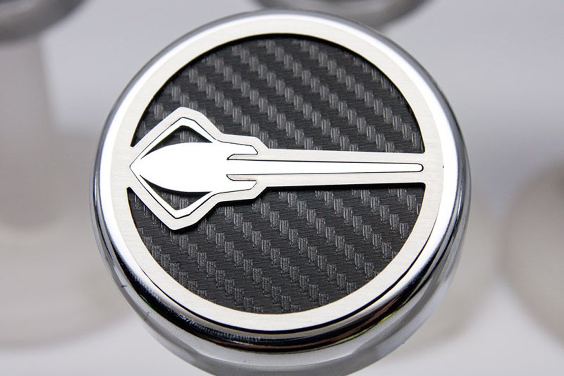 American Car Craft Yellow Carbon Fiber Cap Cover Set - 6pc for Stingray Emblem - Upgrade Your Ride