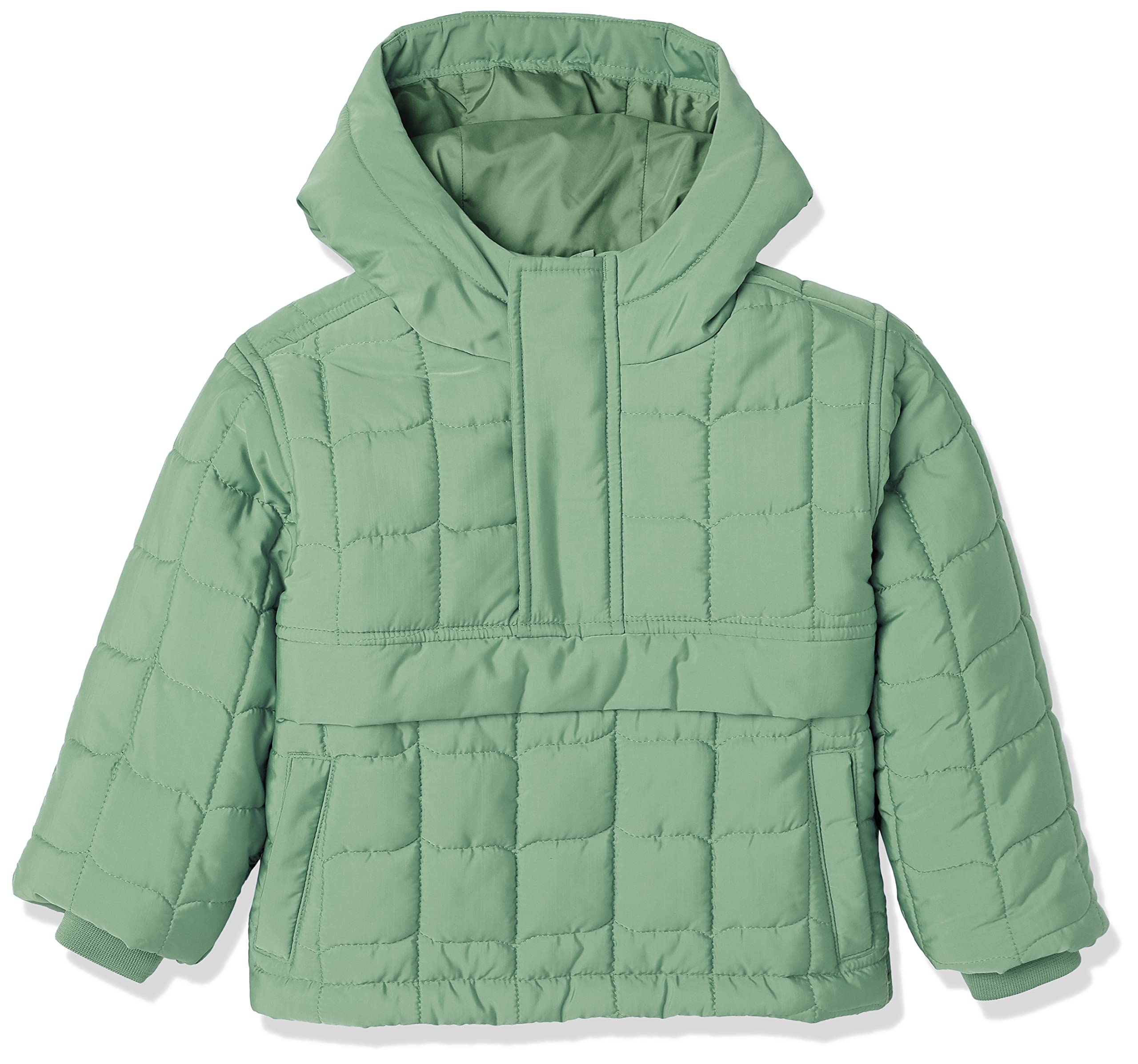 Amazon Essentials Boys' Quilted Pullover Jacket - Lightweight Winter Coat for Toddlers & Kids, Warm Fleece-Lined Hoodie for Outdoor Play, School & Cold Weather Activities