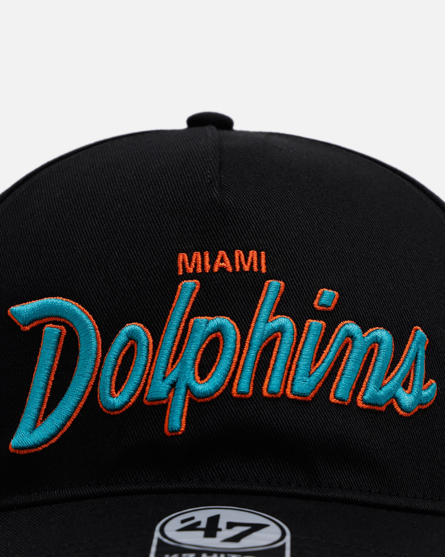 47 Brand Miami Dolphins 'Black Dome Script' 47 Hitch Snapback Hat - Adjustable Black Baseball Cap for Men & Women - Perfect for Football Games, Sports Events & Casual Wear