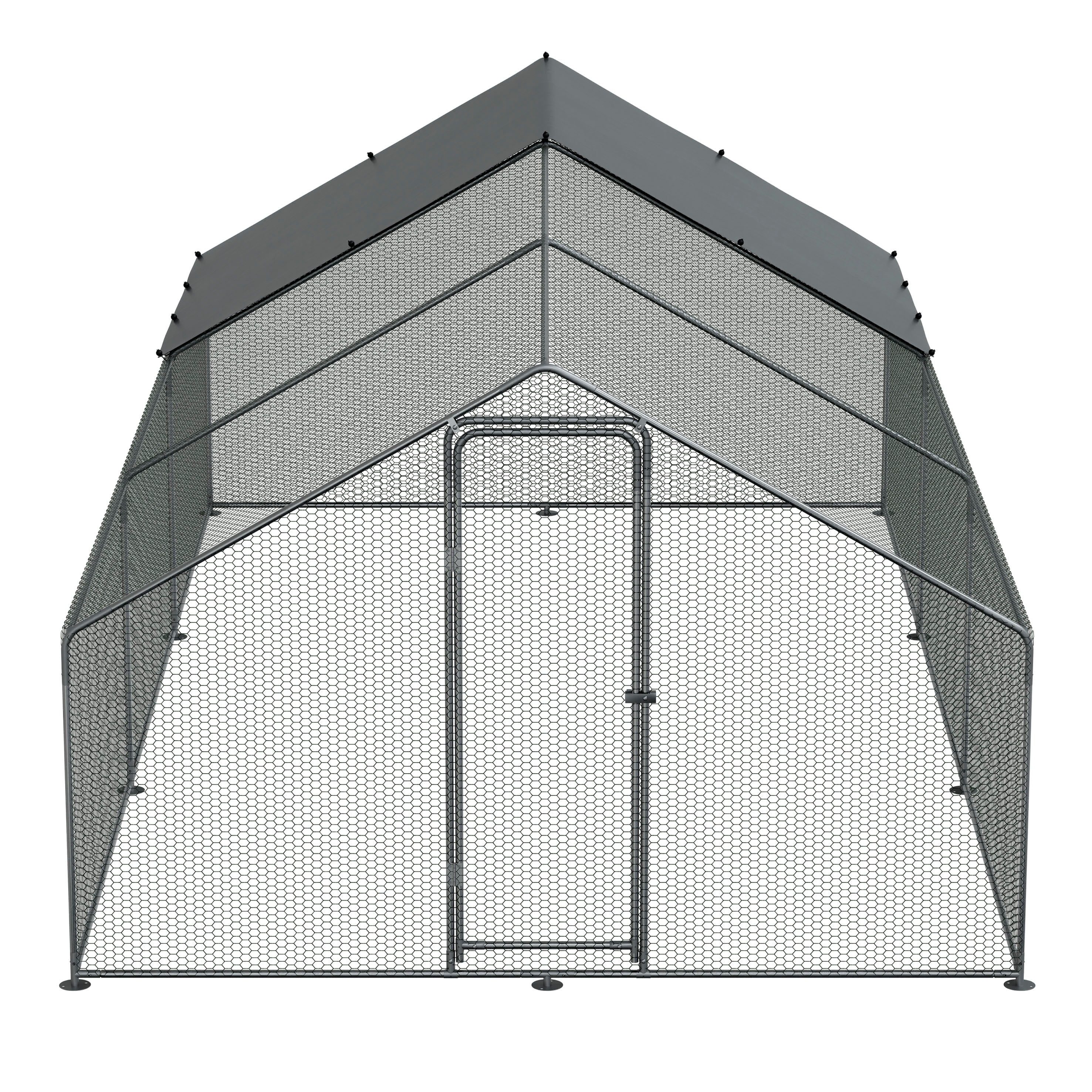 3x6x2m Galvanized Steel Walk-In Chicken Coop with Roof Cover & PVC Coated Wire Mesh - Outdoor Poultry Run for Hens, Ducks, and Small Animals