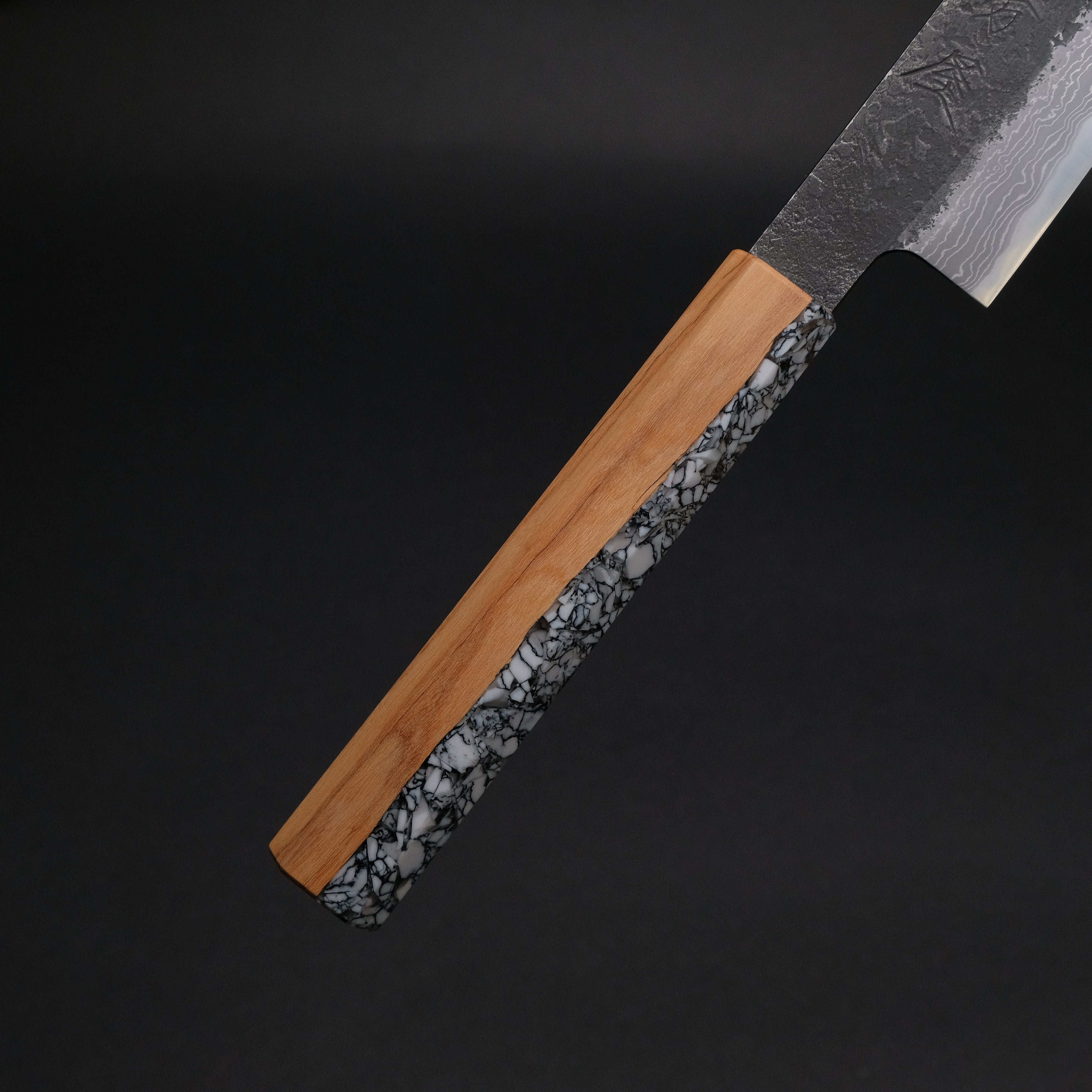 Premium Ajikataya White #2 Nashiji Damascus Sujihiki 270mm Japanese Chef Knife with Olive Wood TQRV Handle - Perfect for Slicing Sashimi, Roasts & Precision Cutting in Professional Kitchens