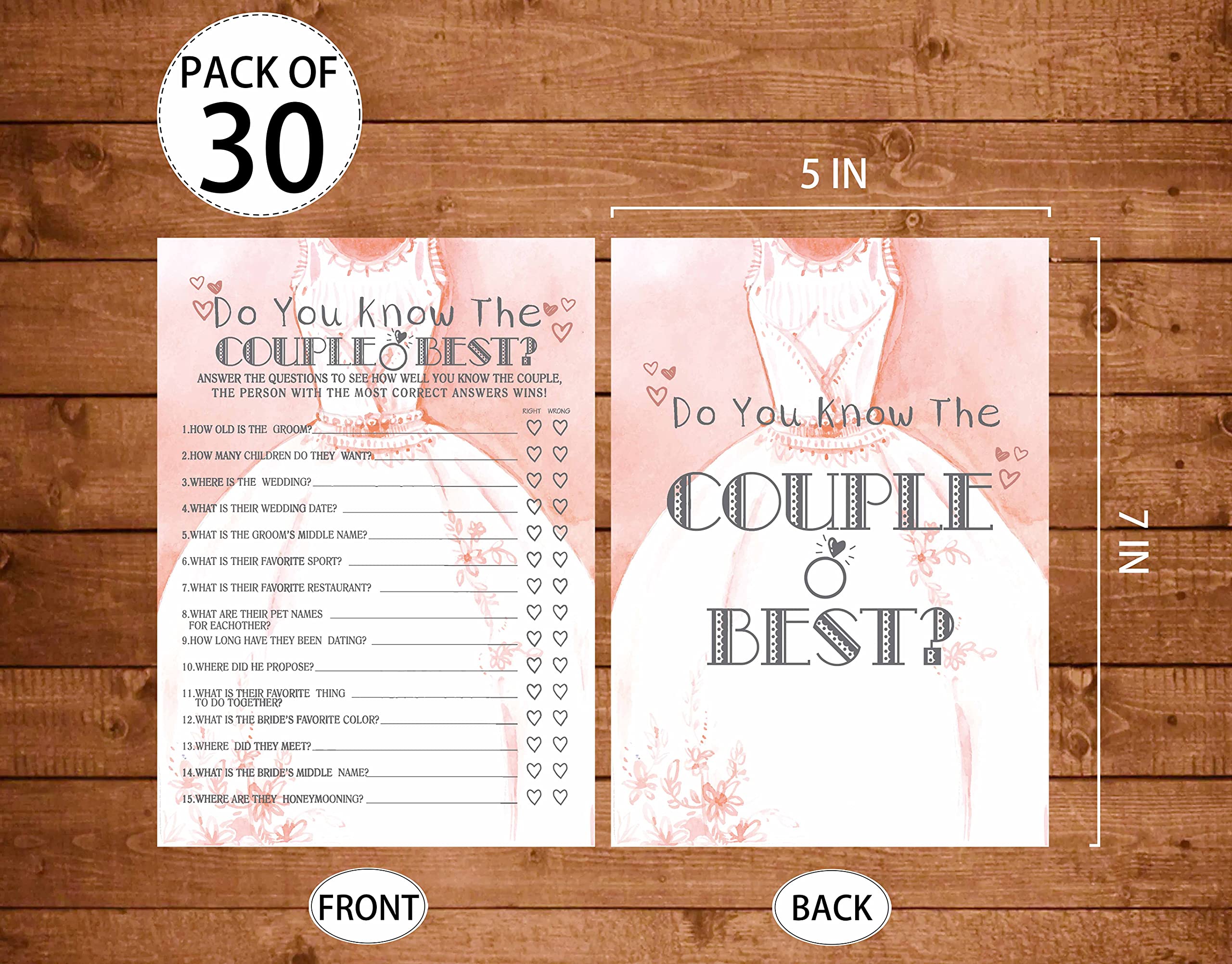 Fun Bridal Shower Games Set - 30 Printable Cards for Wedding Showers, Bachelorette Parties & Engagement Celebrations | Perfect for Group Activities, Icebreakers & Decorations | Great Gift Idea for Bride-to-Be