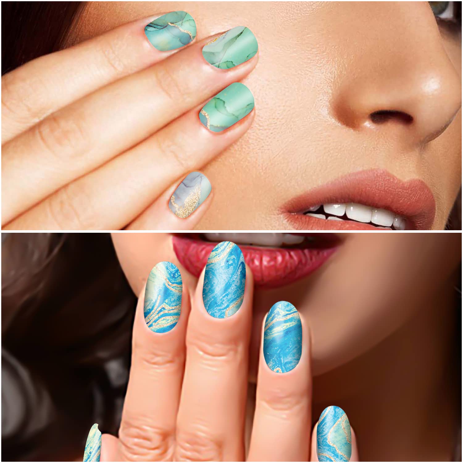 DANNEASY Marble Nail Polish Strips - 12 Sheets Self-Adhesive Nail Wraps for Women, Gel Nail Stickers with Nail File & Cuticle Stick | Easy DIY Manicure at Home, Salon-Quality Nails for Parties, Weddings & Everyday Wear