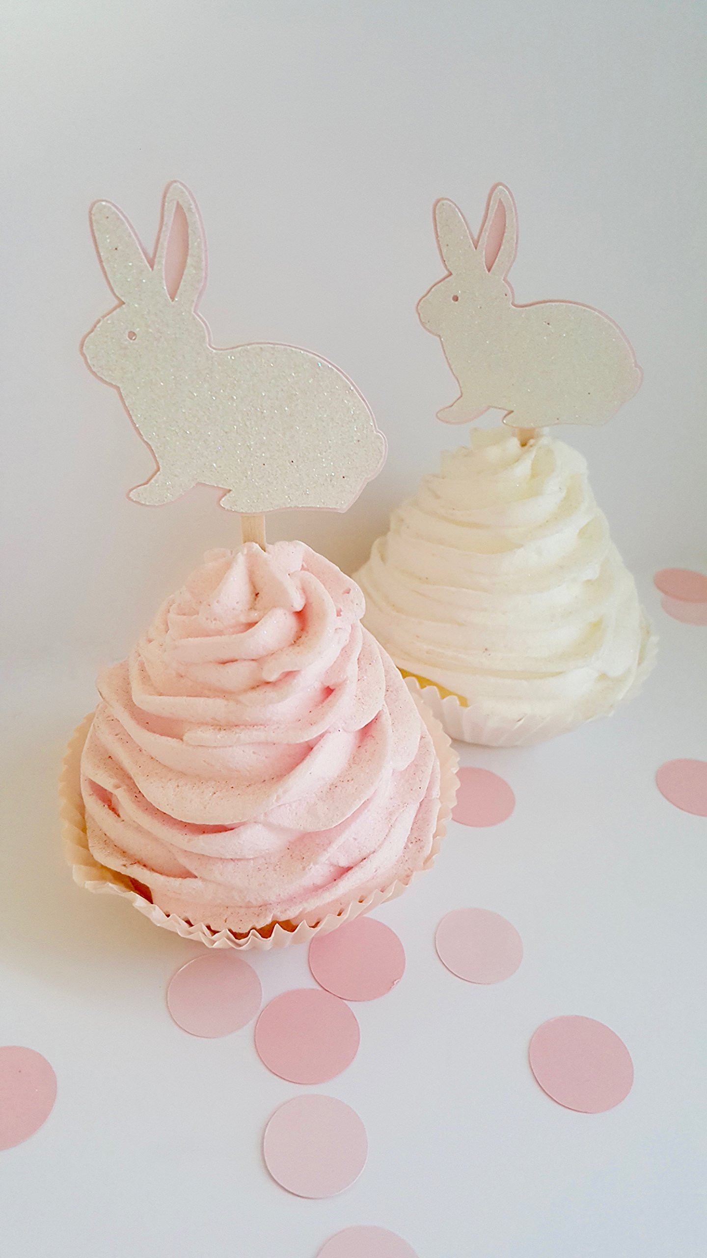 Easter Bunny Cupcake Toppers - 24 Pack Adorable Bunny Decorations for Easter Cupcakes, Cakes & Desserts - Perfect for Easter Party, Spring Celebrations & Holiday Baking