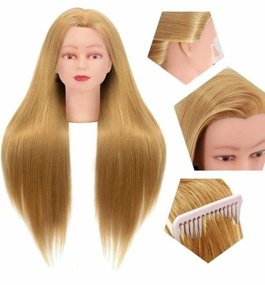 Professional VR Cosmetic Mannequin Head for Makeup Practice & Hair Styling Training - Salon Styling Dummy with Free Clamp Stand (Gold) - Perfect for Beauty Schools, Home Practice & Professional Hairstylists