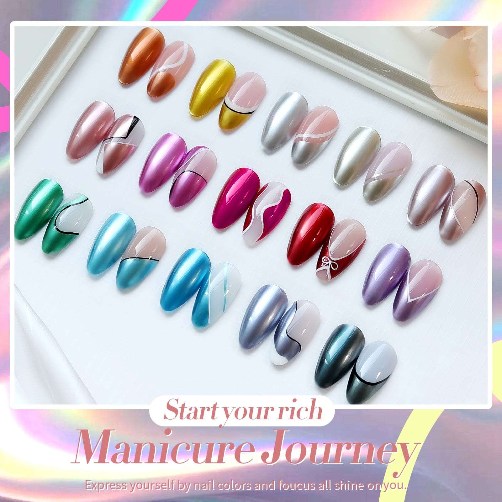 15 Colors Mirror Nail Polish Set - Celestial Mirror Glossy Nail Lacquer 6ml for Spring Summer Manicure, Party & Special Occasions