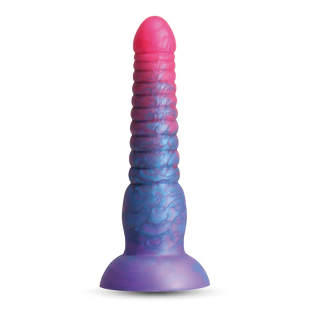 Premium 6-Ribbed Liquid Silicone Dildo with Strong Suction Cup - Stackable Colors for Enhanced Pleasure - Perfect for Solo Play, Couples & BDSM Scenes