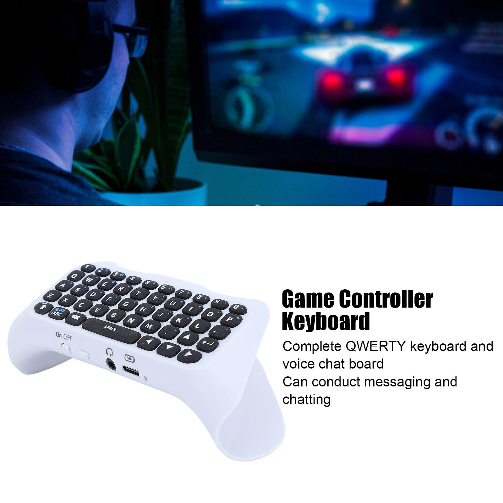 Wireless Gaming Controller Keyboard with 3.5mm Port & Built-in Speaker - Portable Chatpad Keypad for Xbox, PS4, PC Gaming & Live Streaming (Perfect for Twitch, Discord & Online Multiplayer Games)