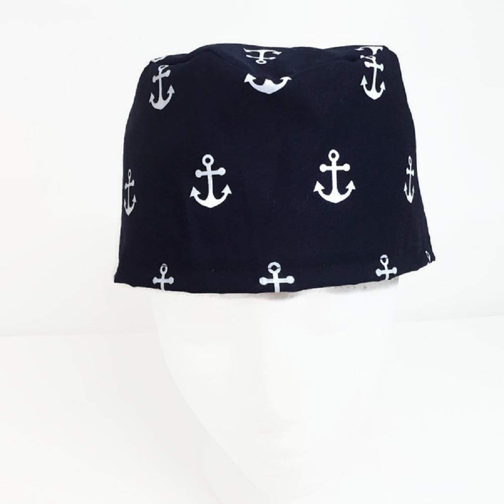 Uni Scrub Hat for Nurses - Navy Blue with Anchors Design - Comfortable & Breathable Surgical Cap for Medical Professionals - Perfect for Hospitals, Clinics & Healthcare Workplaces