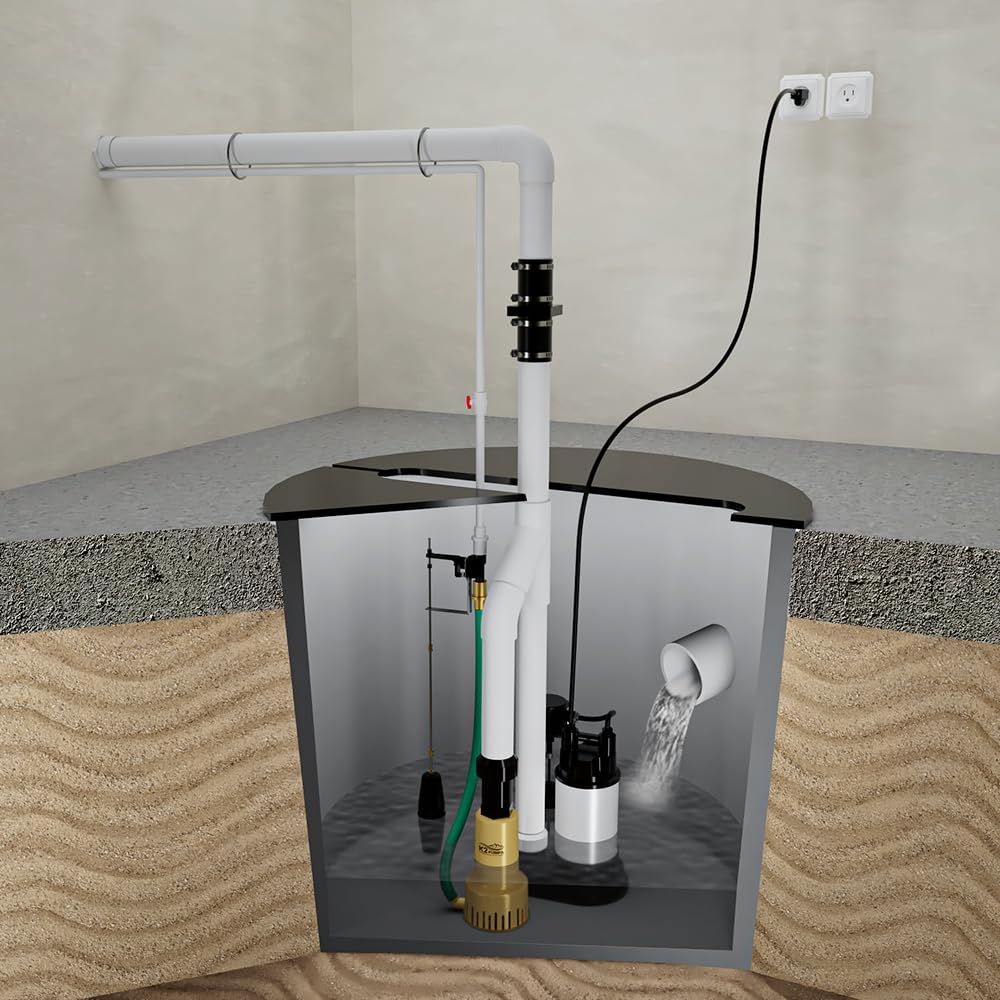 K2 Pumps ASP00001K Water Powered Backup Sump Pump - Emergency Basement Flood Protection for Homes & Heavy Rainstorms