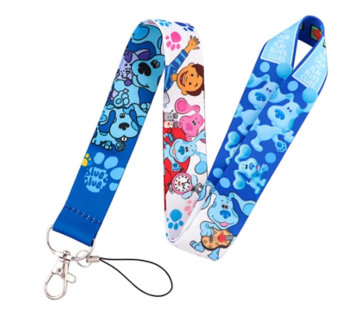 Blue Cartoon Dog Themed ID Holder Lanyard Keychain - Cute Pet Accessory for Work, School, Gym & Travel - Durable Badge Reel with Key Ring for Teachers, Nurses, Students & Office Workers