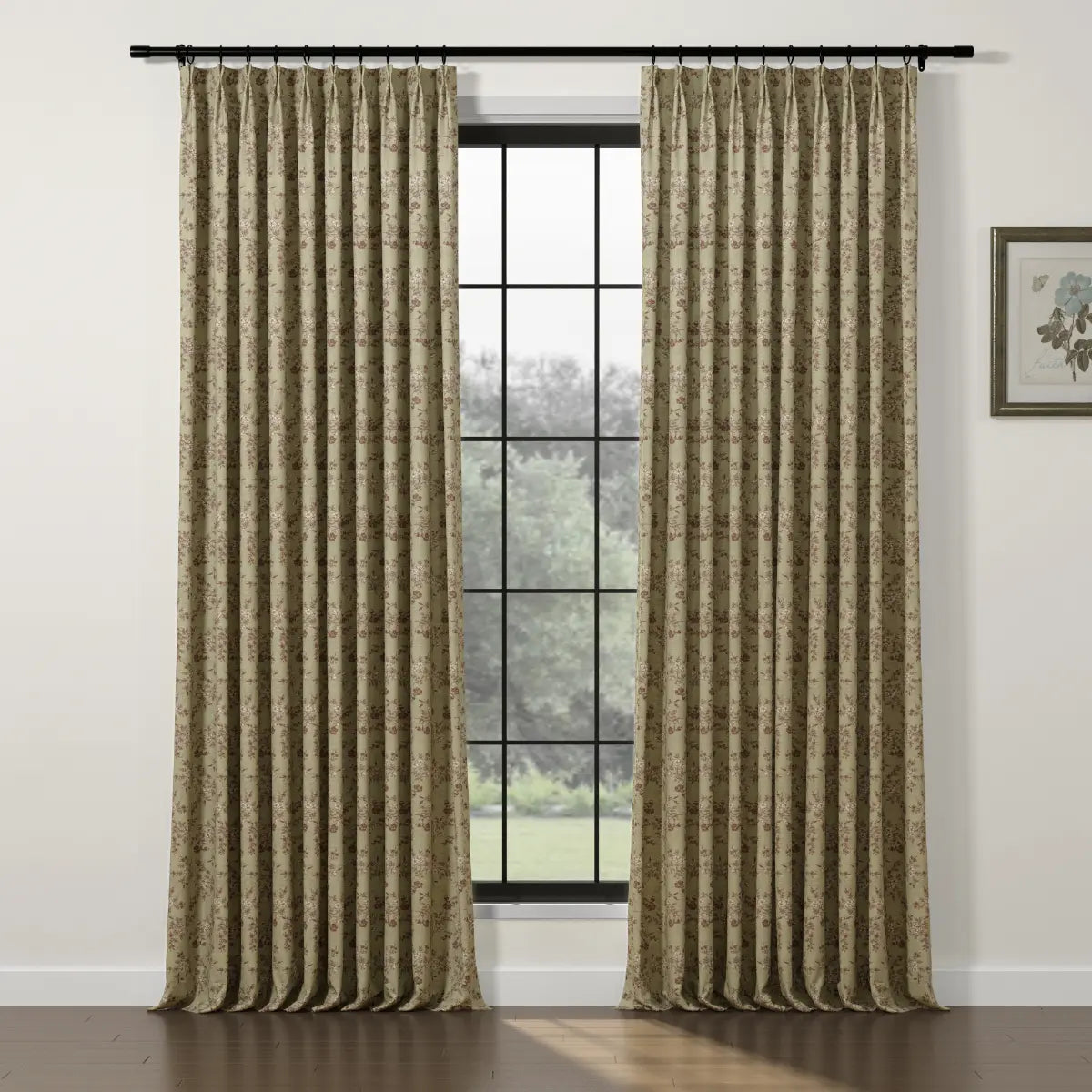 Elegant Sara Le Print Linen Drapery Pleated Curtains - Soft Textured Window Treatments for Living Room & Bedroom Decor