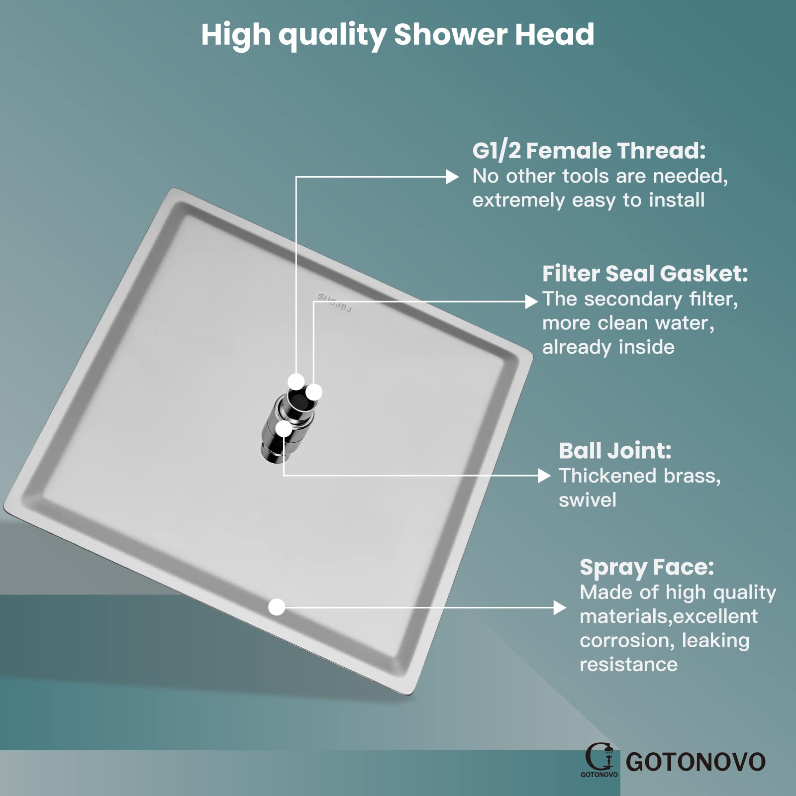 Gotonovo Luxury 12 Inch Rain Shower System - High Pressure Ceiling Mount Shower Head with Handheld Spray, Polish Chrome Finish, Dual Function Combo Set (Includes Rough-in Valve & Shower Trim) - Perfect for Master Bathroom, Spa-Like Shower Experience & Modern Home Renovation