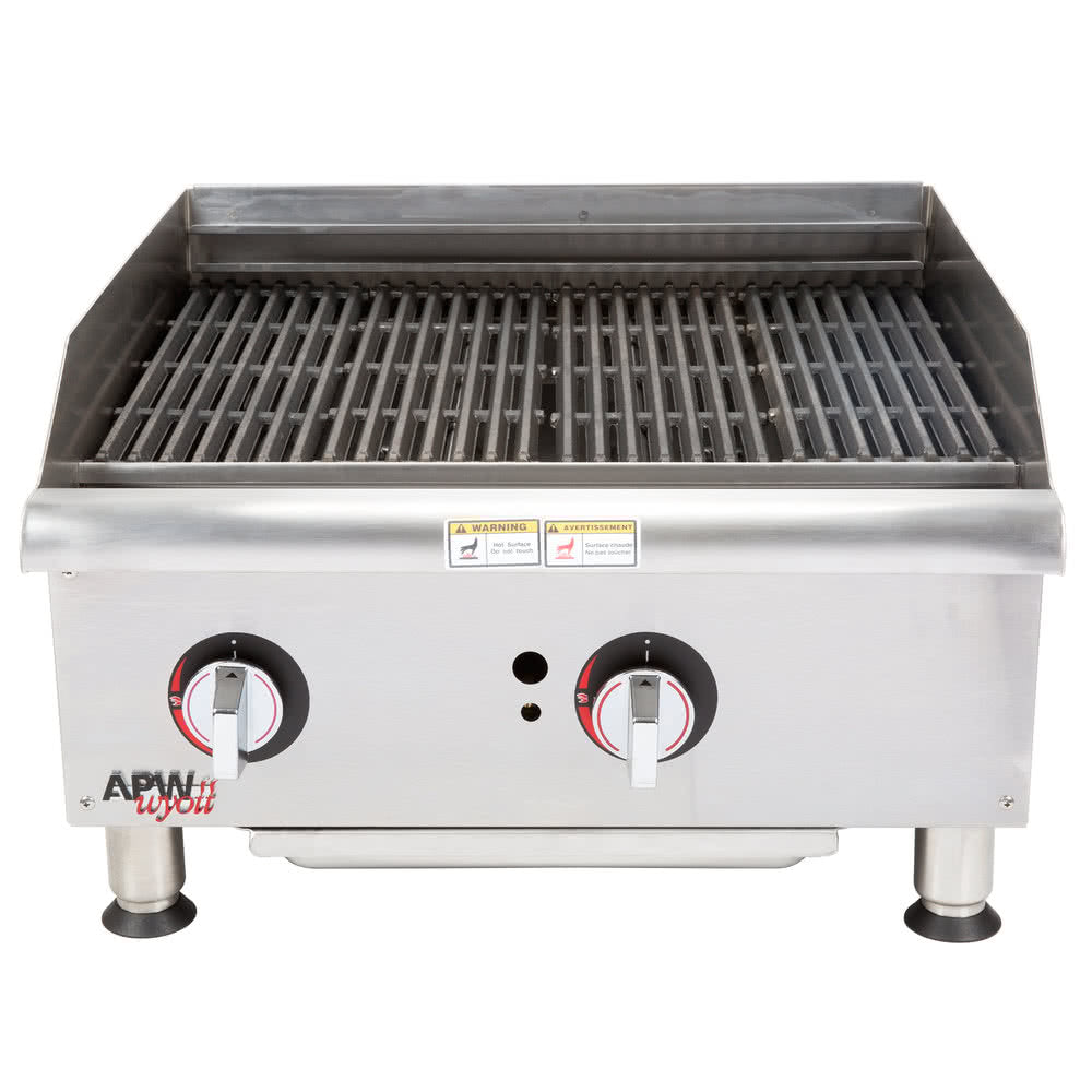 APW GCB 48I Champion 48-Inch Commercial Gas Countertop Charbroiler with 4 Radiant Burners - Perfect for Restaurants, Diners, and Catering Businesses