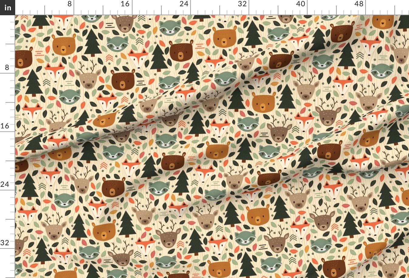 Woodland Creatures Printed Velvet Fabric by The Yard - Cute Animal Nursery Decor, Rustic Forest Upholstery & Apparel Fabric for Home Decor, Drapes, Pillows & DIY Crafts
