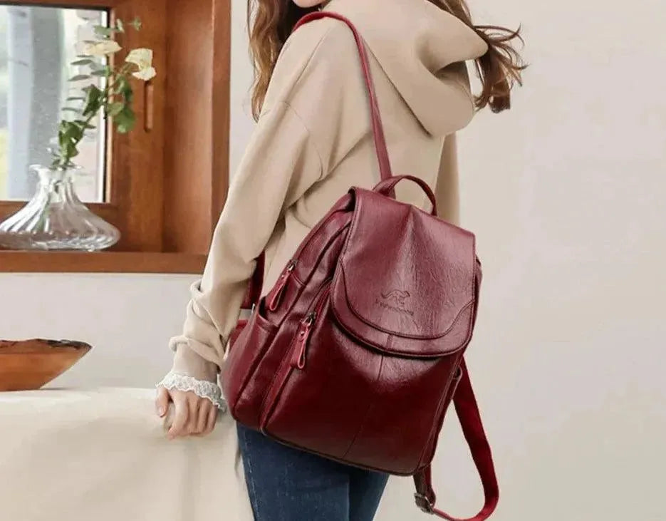 Stylish White Leather Women's Backpack for Work, Travel & Everyday Use - Fashionable Durable Ladies Handbag for Commuting, College & Shopping