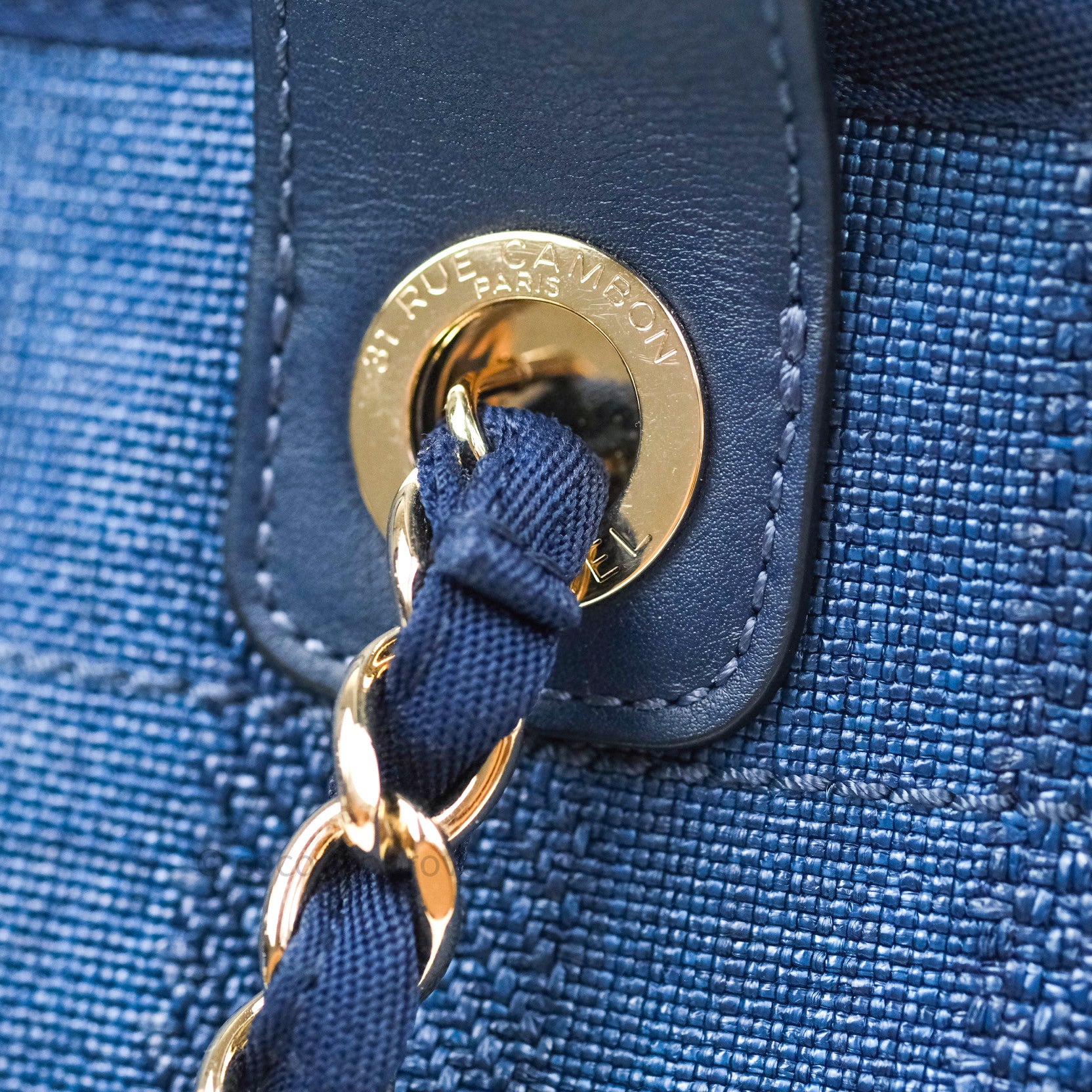 Chanel Canvas Large Deauville Tote Bag Navy Blue Striped 20S - Luxury Designer Beach Tote for Women, Perfect for Travel, Shopping & Everyday Use