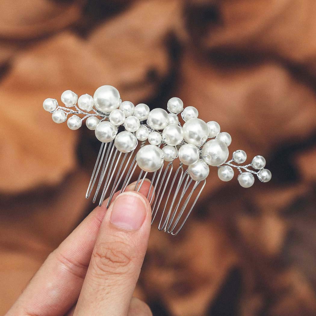 Casdre Silver Pearl Wedding Hair Comb - Elegant Bridal Side Hairpiece for Women & Girls | Perfect for Weddings, Prom, and Formal Events