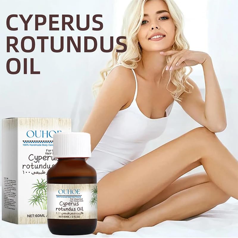 Pure Organic Cyperus Rotundus Oil for Hair Removal - 100% Natural & Effective Body Hair Growth Reduction - 2PCS Set - Perfect for Smooth Skin Care & DIY Beauty Treatments