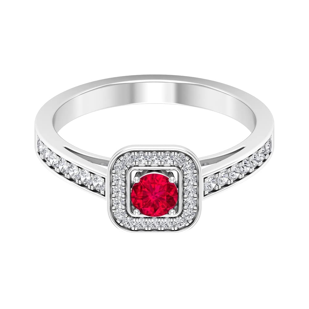 1CT Certified Ruby and Diamond Engagement Ring for Women - 14K Solid Gold Classic Red Ruby Ring - Perfect for Proposals, Anniversaries & Special Occasions